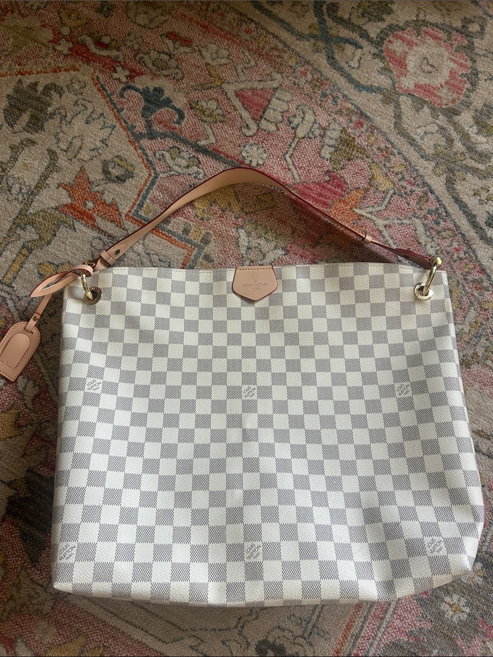 Designer-Inspired White Check Tote